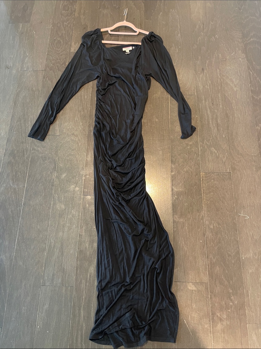 ANDREE BY UNIT Black Long-Sleeve Ruched Maxi Dress